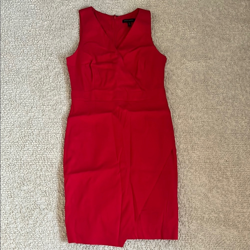 Banana Republic Red V-Neck Sheath Midi Dress